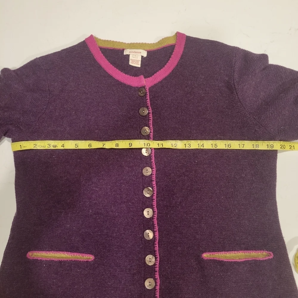 Sundance Tulla 100% Merino Wool Knit Cardigan Sweater Women Large Button Down